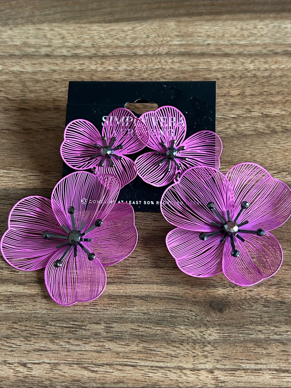 Simply Vera Pink Floral Double Drop earrings